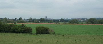 Site of the Battle of Worcester on the south side of the city; in the distance can be seen the cathdral