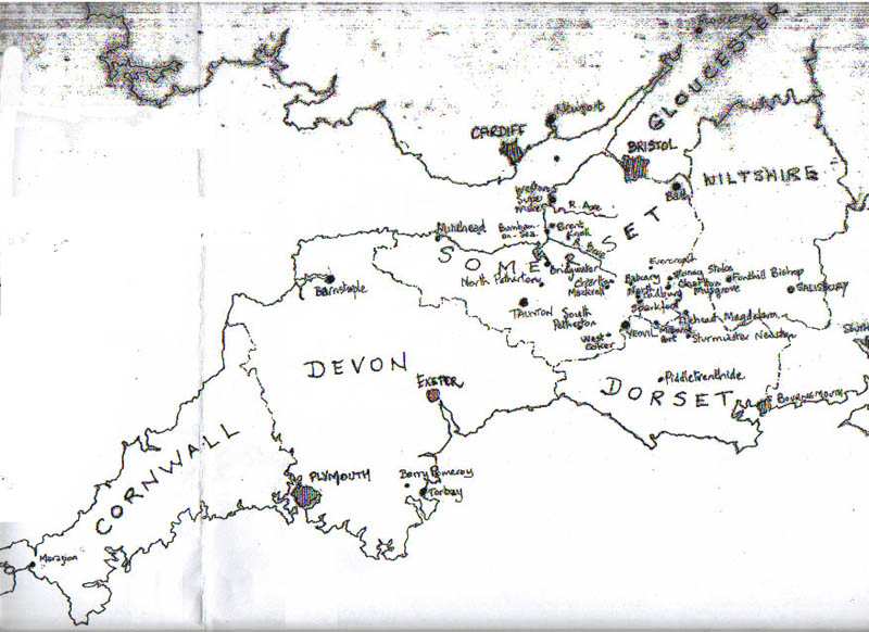 Map of South-West England